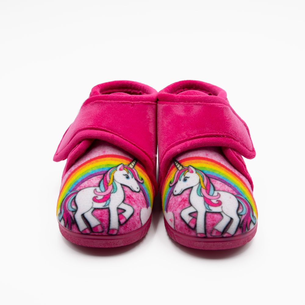 Zapatilla de niño unicornio arcoiris