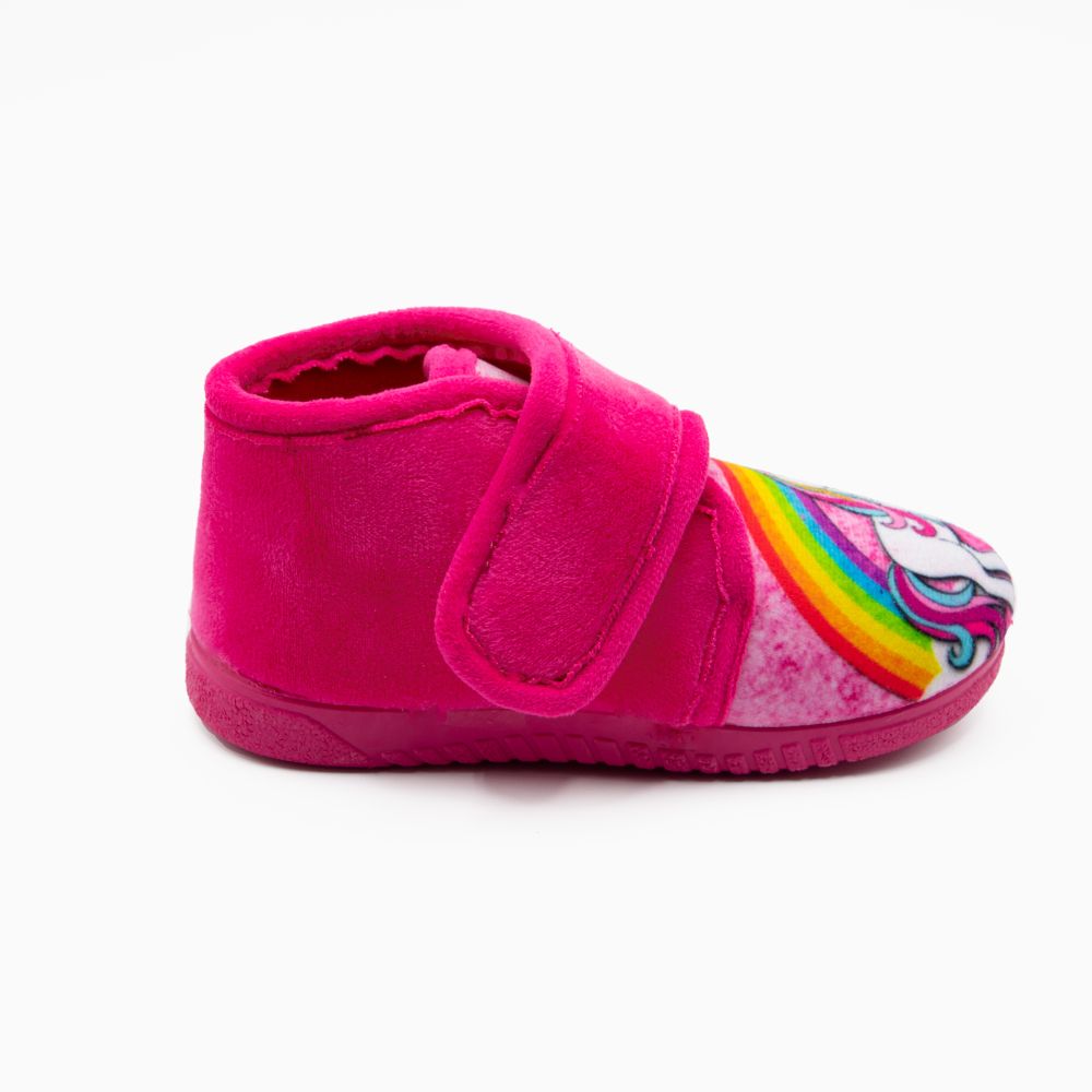 Zapatilla de niño unicornio arcoiris