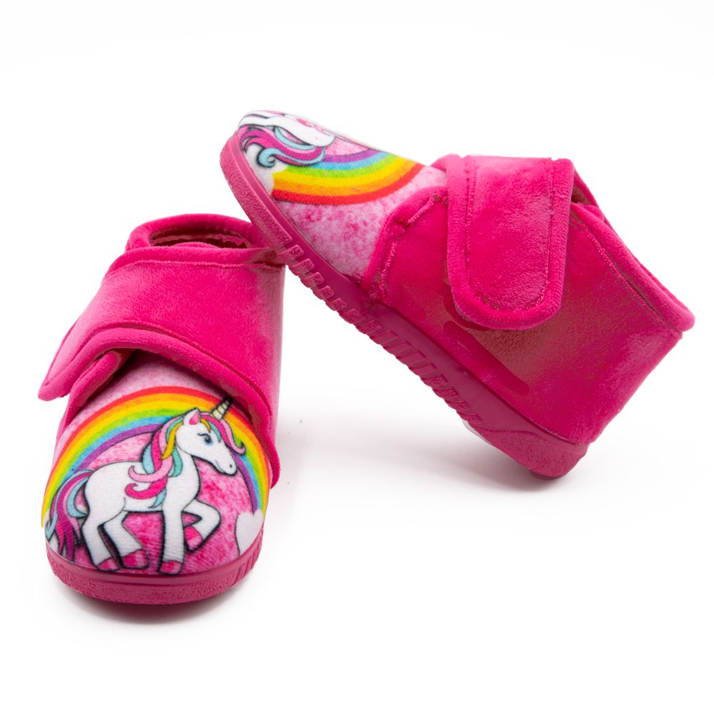 Zapatilla de niño unicornio arcoiris