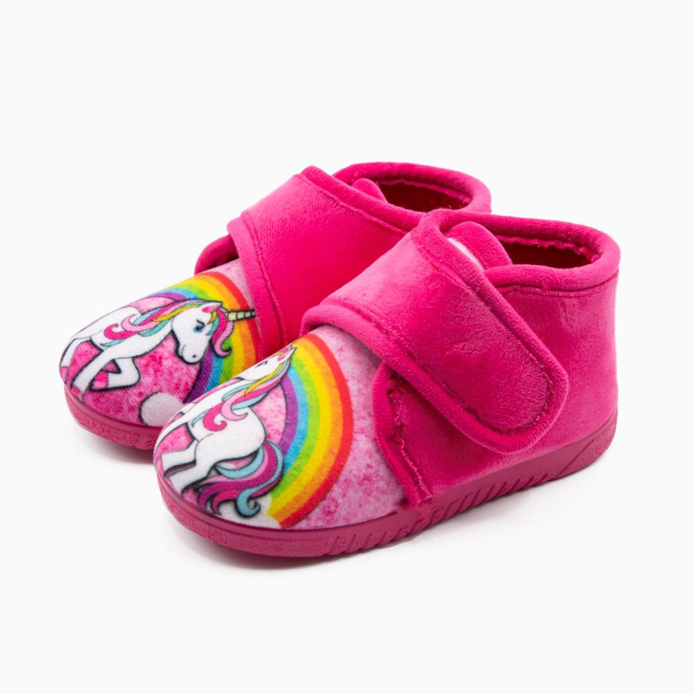Zapatilla de niño unicornio arcoiris